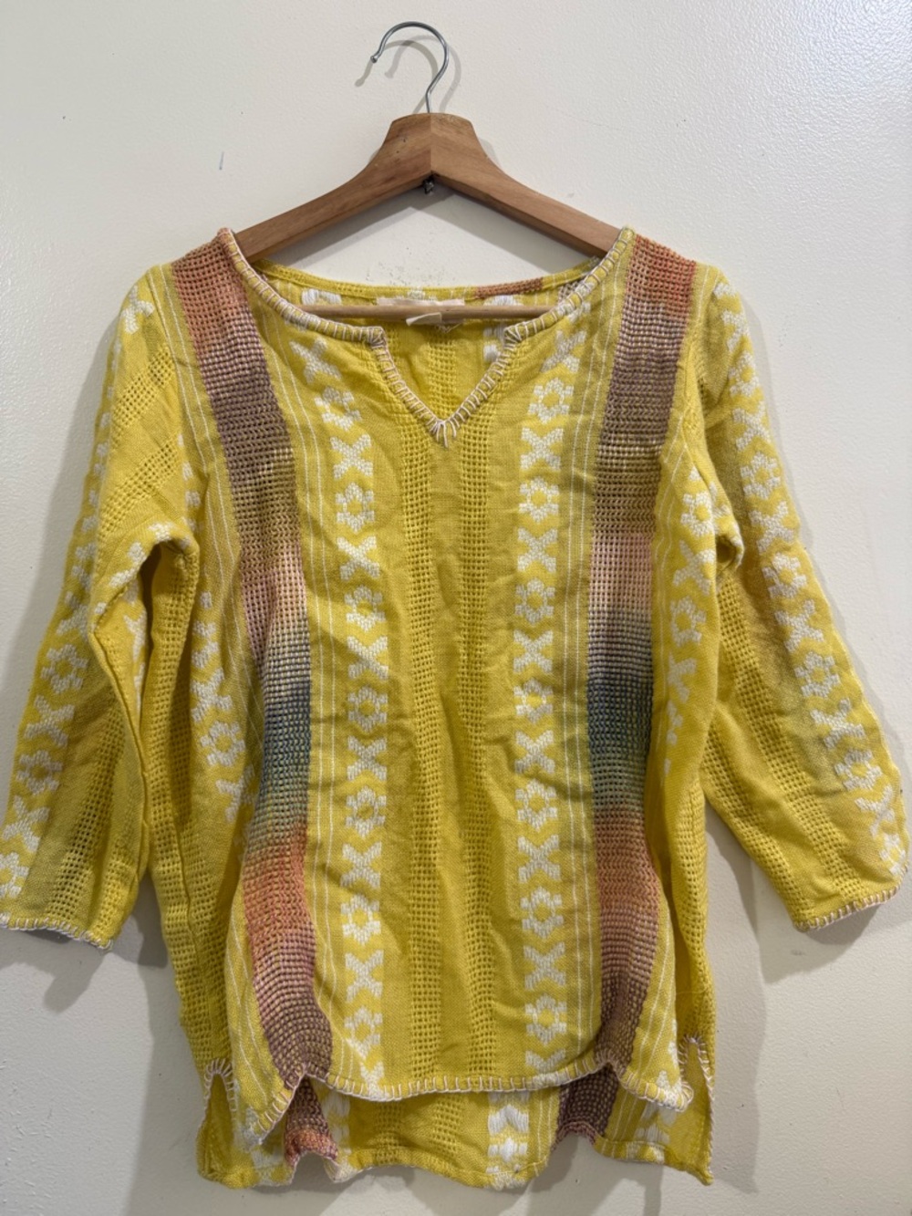 STARING Yellow Knit Floral-Stripe V-Neck Tunic - Picture 1 of 5